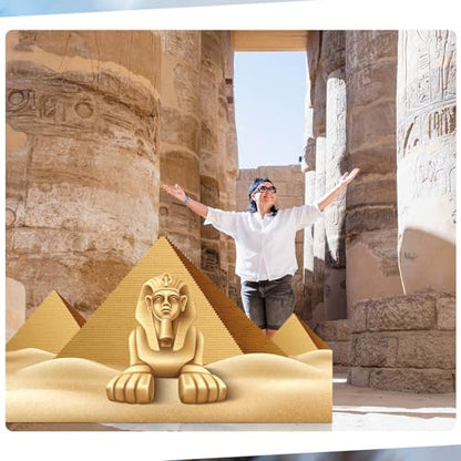 Thyle 6.7 Feet Pyramid & Sphinx Cardboard Cutout Stand-up Life Size Travel the World Theme Party Decoration Backdrop Photo Props Ancient Egyptian Sphinx Pyramid Stand Up for Theme Party Supply - style: Pyramid & Sphinx
