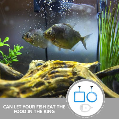 STOBAZA 3pcs Aquarium Fish Feeder Rings Floating Fish Food Dispenser Circles Reusable Blue Thickened Square Round Feeding Rings for Tanks and Betta Aquariums
