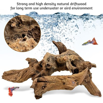 kathson Large Natural Aquarium Driftwood Reptiles Branches Terrarium Ornament Sinkable Wood Decor Trunk Fish Tank Log Habitat Decoration (11"-17")
