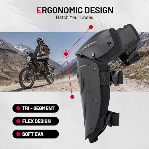 Tanden Motorcycle Knee Pads for Men Knee and Shin Guards, Motorcycle Leg Protection Armor Motocross Knee Guards Dirt Bike Pads Adjustable Crashproof Adult Protective Gear - size: 4Pcs