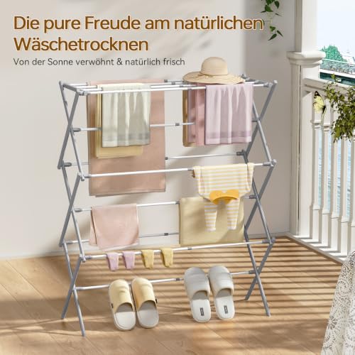 KINGBOARD Clothes Drying Rack, Collapsible Drying Rack Clothing with 11 Poles, 3-Tier Laundry Drying Rack, Small Clothes Drying Rack Foldable for Baby Clothes, 25lb Capacity, White & Grey - color: White&grey