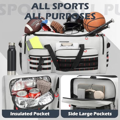 135L Large Duffle Bag, Heavy Duty Duffle Bag for Travel, Extra Large Sports Gym Equipment Bag for Soccer Baseball Basketball Hockey Football, Grey - color: Grey