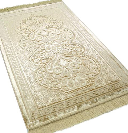 Modefa Muslim Prayer Rug Islam - Ramadan Gifts Set with Prayer Mat & Tasbih Prayer Beads - Soft Plush Islamic Gifts for Women Muslim Gifts for Men - Luxury Velvet Gift Box Set (Paisley Golden Yellow) - color: Golden Yellow