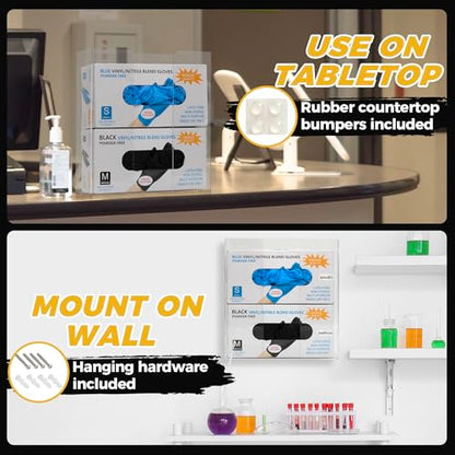 Storage Standard Double Glove Box Holder Dispenser - Kitchen, Medical, & Latex Gloves Holder Wall Mount or Countertop, Universal Fit - Thick Acrylic, Easy to Use, Slide, & Load Open Top Design - Clear - color: Clear - Double