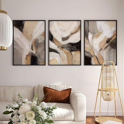 Black Brown Abstract Wall Art Canvas Pictures Modern Artwork Orange Grey White Paintings Art Prints 16x24inch Unframed - color: Botanical