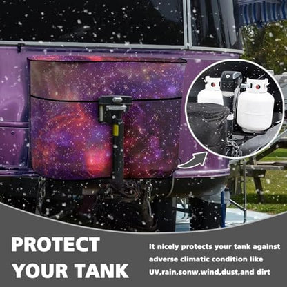 Galaxy Double 20lb RV Propane Tank Cover Waterproof Gas Tank Cover for Camper Weather Resistant Gas Cylinder Cover Halloween Dec - color: Galaxy, size: S(20LB)