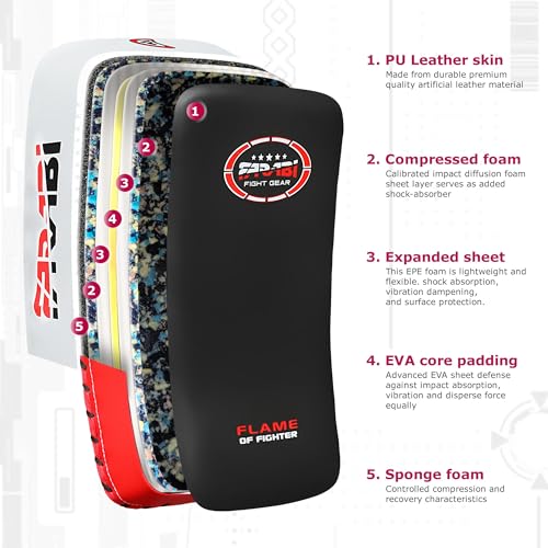Farabi Thai Pad Training Kick Pad Curved Coaching Pad Kicking Mix Martial Arts x 1 Single Unit - color: Red