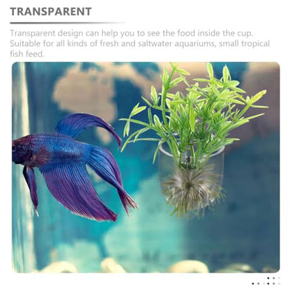 BESPORTBLE 8Pcs Hanging Aquarium Plant Holder, Acrylic Fish Tank Planter for Hydroponic Plants, Clear Space-Saving Aquatic Suction Cups for Home, Office, Hotel