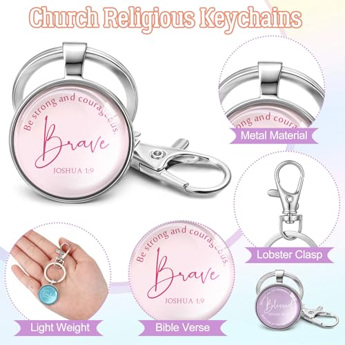 Equsion 24 Pcs Christian Keychain Gift Bulk Mini Bible Keychains with Verse Religious Keychain Gifts for Church Bible Study Group (Macaron) - color: Macaron