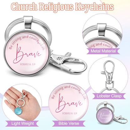 Equsion 24 Pcs Christian Keychain Gift Bulk Mini Bible Keychains with Verse Religious Keychain Gifts for Church Bible Study Group (Macaron) - color: Macaron