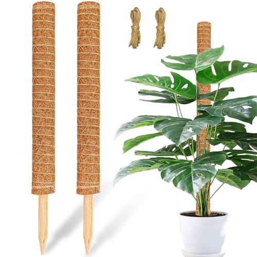 Moss Pole for Plants Monstera, 2 Pack 23.6 inch Plant Support Pole, Extendable Coir Totem Pole for Potted Plants Pothos,Train Indoor Climbing Plants to Grow Upwards - Extends to 40.6 Inches - size: 2 Pack 23.6 inch