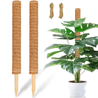 Moss Pole for Plants Monstera, 2 Pack 23.6 inch Plant Support Pole, Extendable Coir Totem Pole for Potted Plants Pothos,Train Indoor Climbing Plants to Grow Upwards - Extends to 40.6 Inches - size: 2 Pack 23.6 inch