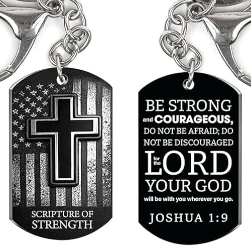 KATINAT Vintage Christian Cross Keychain - color: Joshua 1:9