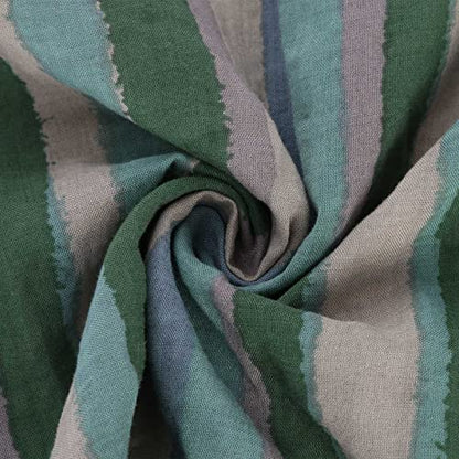 Men's Muslim Kaftan Thobe 3/4 Sleeve East Islamic Saudi Arabic Robes Lightweight Stripe Printed Dubai Caftan Gown - color: Green, size: Small