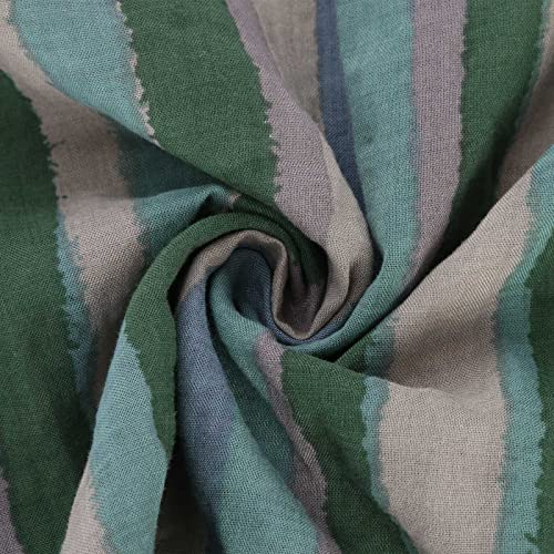Men's Muslim Kaftan Thobe 3/4 Sleeve East Islamic Saudi Arabic Robes Lightweight Stripe Printed Dubai Caftan Gown - color: Green, size: X-Large