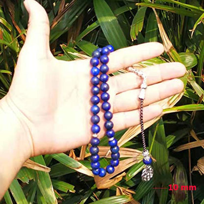 Natural Lapis Lazuli Tasbih 33 45 66 99 Beads Muslim Man Accessory Luxury Gift misbaha Islamic Bracelet (12mm x 33beads) - size: 12mm x 33beads