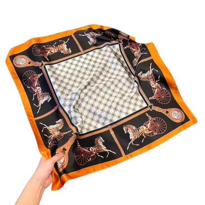Square Silk Scarf Women Shawl Headbands Small Soft Neckkerchief Cat Print Bandana Satin Hijab Scarves - color: 30