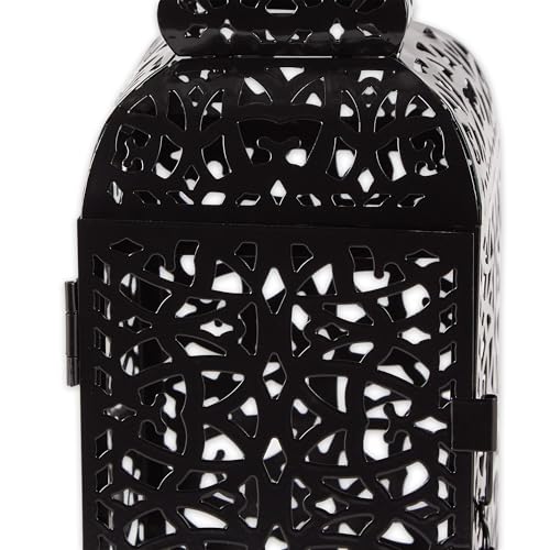 Zingz & Thingz Moroccan Style Candle Lantern Holder, Decorative Light Home Decor, Indoor & Outdoor, 13" Tall, Black