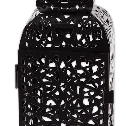 Zingz & Thingz Moroccan Style Candle Lantern Holder, Decorative Light Home Decor, Indoor & Outdoor, 13" Tall, Black
