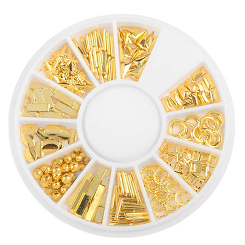 Nail Art 3D Caviar Beads Mini Metal Ball Gold Studs and Silver Micro Steel Beads - color: One Caviar Beads+One Metal beads+Two Metal Studs