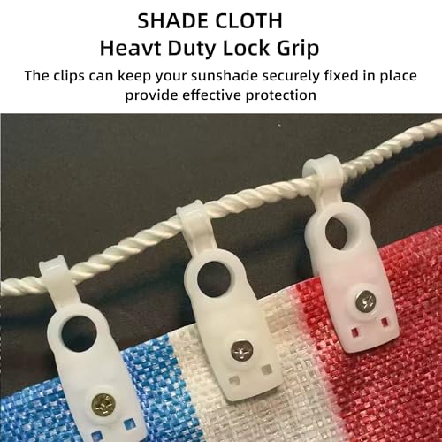Heavy Duty Waterproof Shade Cloth Clips 20 Pack | ABS Plastic Locking Clamps for Sun Sail, Mesh Netting, Garden Cover, Tarpaulin Grips for Outdoor Patio, Plant Protection | White