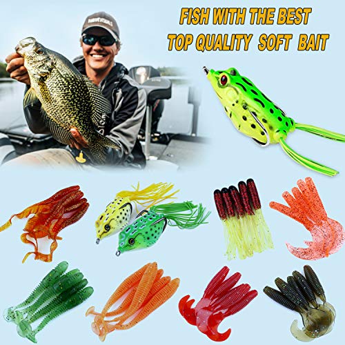 PLUSINNO Fishing Lures Fishing Tackle Box Fishing Gifts for Men, Bass, Trout Fishing Accessories Kit for Saltwater & Freshwater Fishing Gear Including Topwater Lures, Hooks, Spinnerbaits - color: 210pcs tackle box