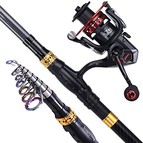 Sougayilang Fishing Rod Reel Combo with Telescopic Fishing Pole Spinning Reel Carrier Bag for Travel Saltwater Freshwater Fishing - size: 5.91 ft, style: B-full Kits With Carrier Case-style 2
