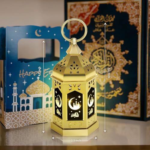 12pcs Gold Ramadan Lantern Lights, Ramadan Decorations, Mini EID Mubarak Candle Lanterns，Ramadan Decorations for Home, Table, wall رمضان للزينة ومصباح رمضان للزينة