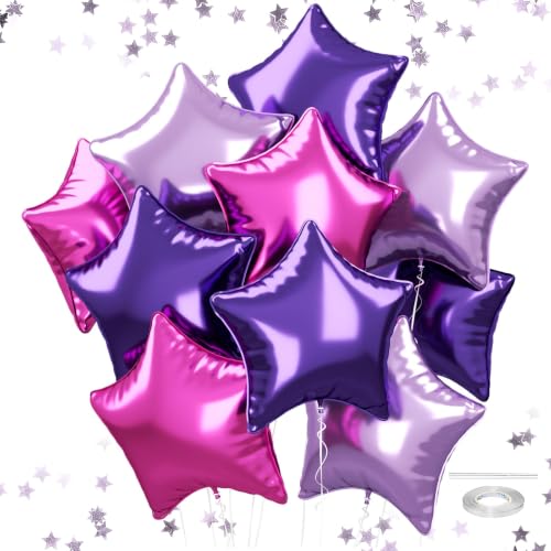 Star Foil Balloons, 18 Inches Purple and Pink Balloons for Helium - color: Purple
