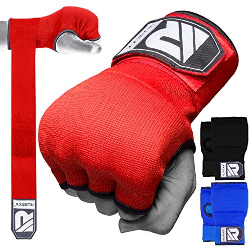 Slip on Boxing Hand Wraps Padded Thick Knuckle Inner Gloves 36 inches Elastic Wrist Strap Quick Wrap Under Mitts for Martial Arts, Muay Thai, MMA, Kickboxing Men Womem - color: Red, size: X-Large