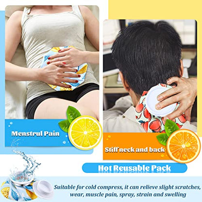 Honoson 4 Pack Reusable Ice Pack and Hot Water Bag for Adults for Hot & Cold No-Leak Elastic Breathable Ice Bag(Cartoon Fruit Style) - style: Cartoon Fruit Style