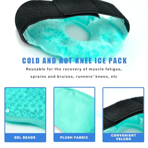 Couleurs Cooling Knee Brace Adjustable, Ice Pack for Knee Injuries, Reusable Hot Cold Therapy Wrap for Joint Pain Arthritis Meniscus Tear, Sprains & Swelling, 2 Packs (Green)