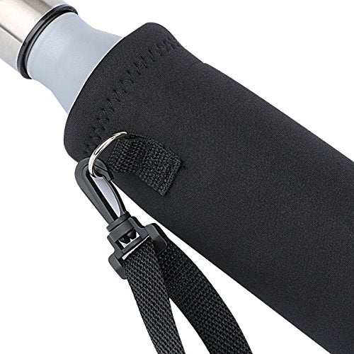 Neoprene Water Bottle Carrier Bag with Adjustable Shoulder Strap,Insulated Water Bottle Cover for Stainless Steel/Glass/Plastic Bottles - color: Black, size: 500ml