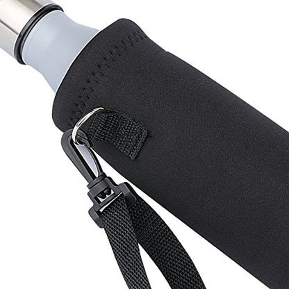 Neoprene Water Bottle Carrier Bag with Adjustable Shoulder Strap,Insulated Water Bottle Cover for Stainless Steel/Glass/Plastic Bottles - color: Black, size: 500ml