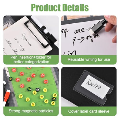 Coaches Soccer Clipboard Coaching Board Magnetic 2026 Updated | Football Tactics Board with Team Members Magnets, 2 Marker Pens, Dry Erase, Portable Folder-style