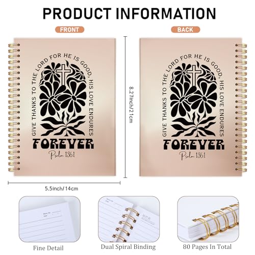 Flower Boho Christian Notebook - Hardcover Bible Verse Jounal, Inspirational Gift for Women, Religion Journaling for Church Notting Stationery Supplies - color: Cross Flower