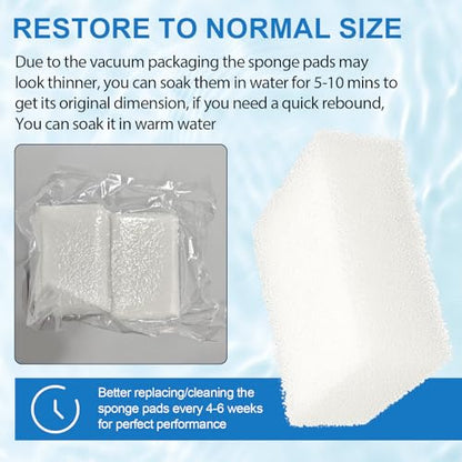 Aquarium Replacement Filter Sponge Media Pads, Foam Insert Compatible with AquaClear 70/Fluval 70 Power Filters, Reusable Fish Tank Filter Media for 40-70 Gallon Aquariums - 6 Pack