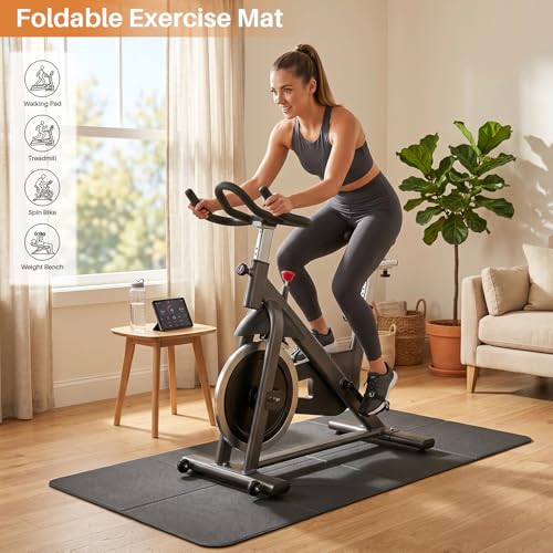 Treadmill Mat,Stationary Bike Mat,6mm Thick,Walking Pad Mat for Carpet,Under Exercise Bike Trainer Pad for Indoor Stationary Spin Bike Gym Equipment Hardwood Floor Carpet Protector - size: 72"L x 31.5"W x 0.3"Th