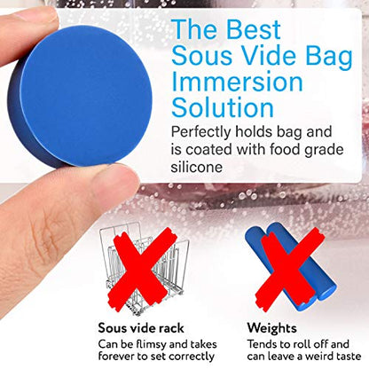 IMPRESA Sous Vide Clips & Magnets 10-Pack Blue Silicone - Secure Clamping with Silicone Sous Vide Clamps - Strong Holding Power for Bag Clips - Adjustable Magnet Slide for Precise Positioning