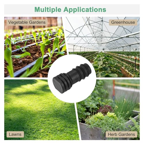 M METERXITY 10-Pack Drip Irrigation Barbed Fittings, for 3/8 Inch End Plug Tubing Connector Plastic Coupling Irrigation Parts for Garden/Greenhouse/Aquarium/Flower Pot, Drip Pipe Accessories - style: End Plug