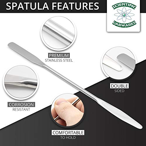 Stainless Steel Double Ended Micro Lab Spatula Sampler, Round & Tapered Arrow End - size: 8 in.