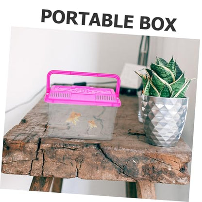 VICASKY 4Pcs Portable Mini Transparent Fish Tank with Handle Versatile Reptile Carrier Hamster Travel Box for Safe Pet Transportation and Attractive Home Decor