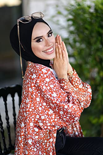 para life Snap Hijab for Women, Breathable Instant Hijabs|Standard Size Stretchable Cotton Sandy|Jersey Undercap - color: Black