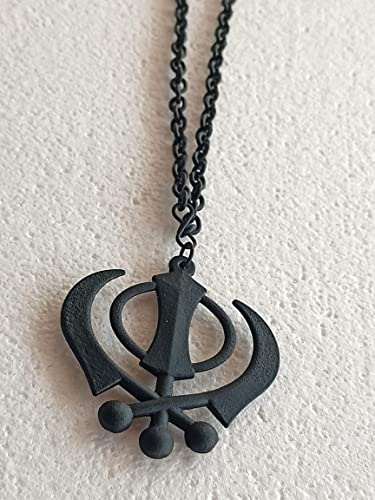 BEXCO Sikh Khanda Metal Car Hanging Show Peice - 6cm with Metal thread-15cm.(6 cm, Black) - color: Black, size: 6 cm