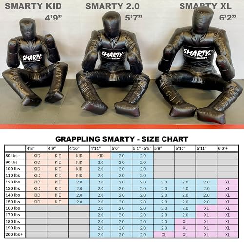 SMARTY 2.0/XL/Kid (Unfilled) Grappling Dummy for BJJ, Jiu-Jitsu, MMA, Wrestling, Martial Arts Practice, Self-Defense Training Dummies - 3 Sizes: 2.0 Adult, XL, or Kid - size: Kid - 4'9"