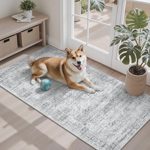 Soalmost 2x4 Washable Rugs for Kitchen, Entryway, Small Area Rug Grey - color: Grey, size: 2' x 4' (Rectangular)