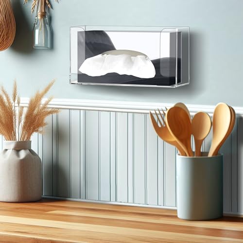 Abby Acrylic Glove Box Organizer, Wall-Mounted Dispenser, Floating Holder, Small Size (1 Box), 10.5" W x 5.0" H x 3.5" D (Mounting Hardware Included) - size: Small (for 1 Box)