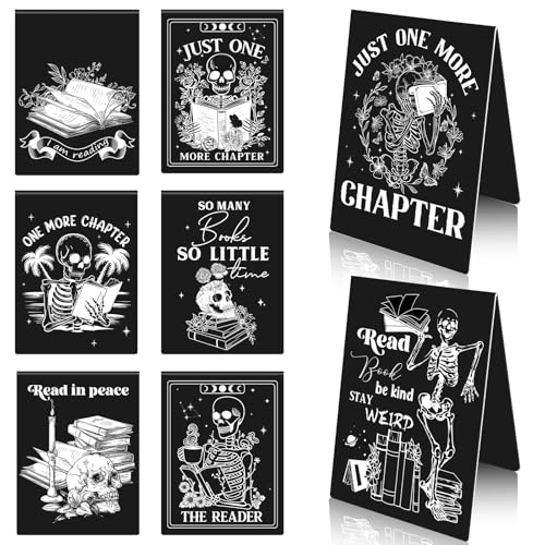Wxiben Skeleton Coffin Magnetic Bookmark - 8 Pcs Gothic Skeleton Magnetic Bookmarks Skull Horror Book Mark Magnets Page Marker Clip Gift for Book Lovers Students Teacher School Reading Book Marks - color: Gothic Skeleton