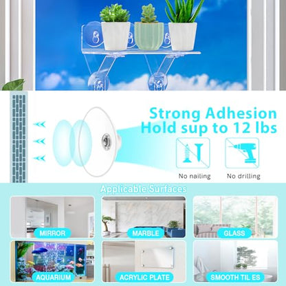 2 Pack 15 Inch Suction Cup Shelf for Plants Window - 5IN Extra Wide with Load-Bearing Brackets Window Shelf for Plants, Acrylic Window Sill Extender for Growing Herbs, Micro Vegetables, Succulents - size: 15 IN * 6 IN * 2.8-2PC