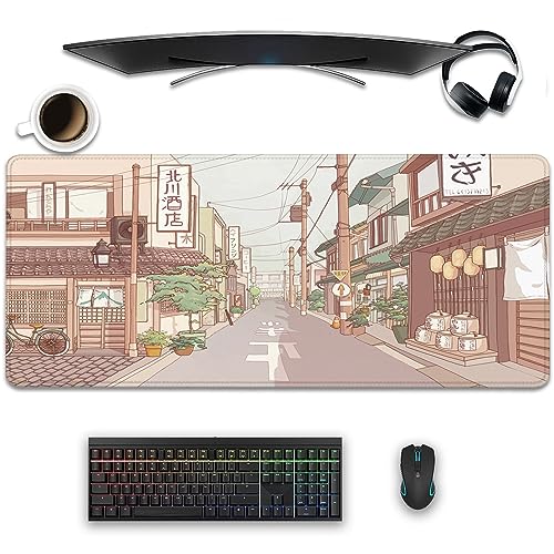 Anime Tokyo Street Japanese Desktop Mouse Pad Large,Cartoon Desk Pad,Cute Mouse Pad for Desk,Desk Mat for Desktop,Keyboard and Mouse Pad,Gaming Mouse Pad Mousepad for Office Home Work(27.5X11.8 in) - color: Japanese Streets